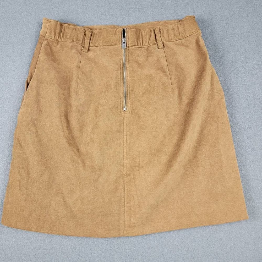 Hollister Womens A Line Skirt Brown Mini Pockets Faux Suede Stretch Lined Zip S